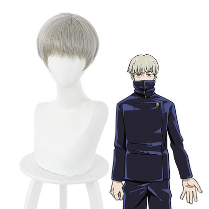 Anime Jujutsu Kaisen Toge Inumaki Short Grey Cosplay Wigs