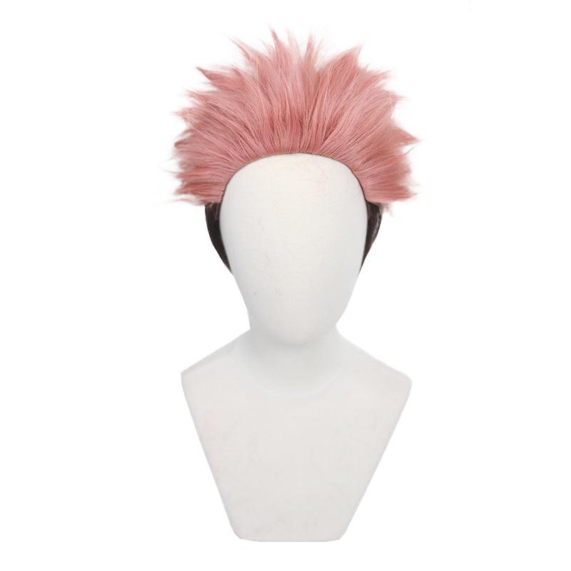 Anime Jujutsu Kaisen Ryomen Sukuna Short Pink Gradient Black Cosplay Wigs