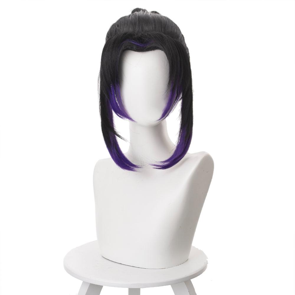 Demon Slayer Kochou Shinobu Black gradient bluish-purple Short Cosplay Wig