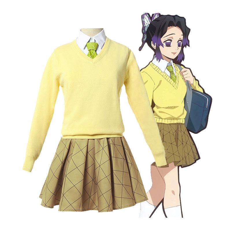 Anime Demon Slayer: Kimetsu no Yaiba: Demon Slayer Academy Shinobu Kocho JK Uniform Cosplay Costume