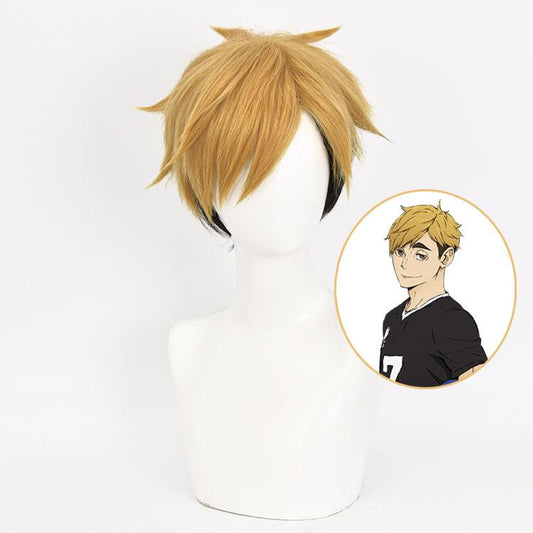 Haikyuu!! Miya Atsumu Golden and Black Short Cosplay Wig