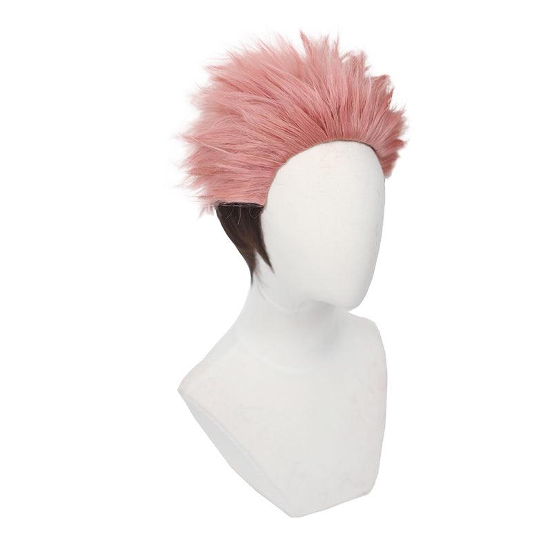 Anime Jujutsu Kaisen Ryomen Sukuna Short Pink Gradient Black Cosplay Wigs