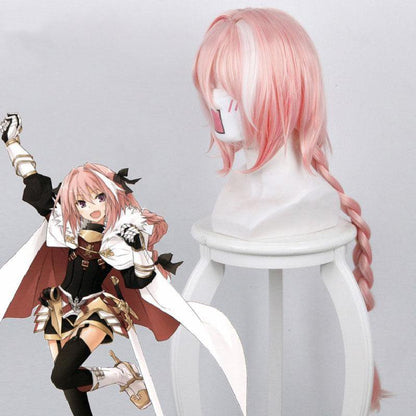 FGO Fate Grand Order Apocrypha Rider of Black Astolfo Pink Long Braid Cosplay Wig