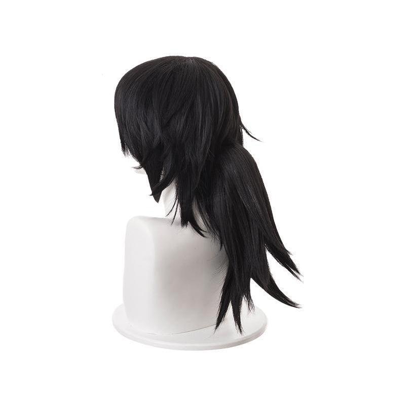 Anime Demon Slayer Kimetsu no Yaiba Tomioka Giyuu Long Straight Black Cosplay Wigs