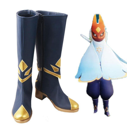 Sky: Children of the Light Season of Winter Spirits Daylight Prairie Festival Spin Navy Blue winter Game Cosplay Boots Shoes