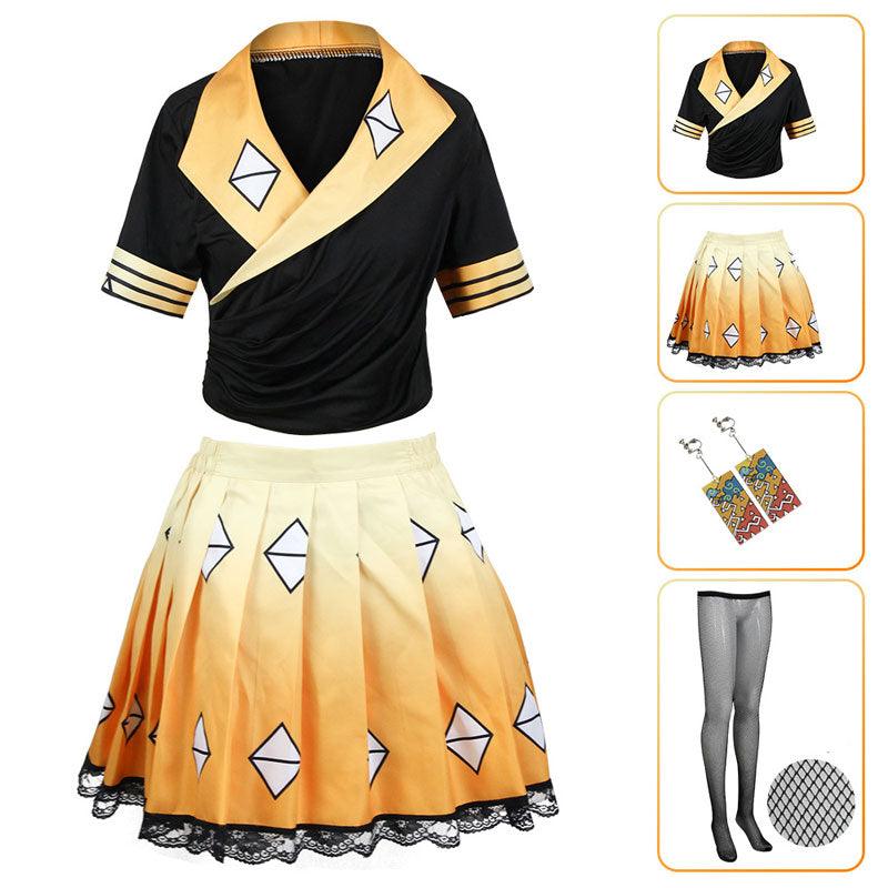 Anime Demon Slayer Kimetsu no Yaiba Zenitsu Agatsuma Cosplay Costumes