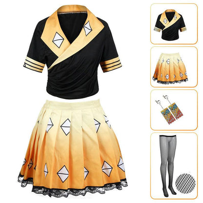 Anime Demon Slayer Kimetsu no Yaiba Zenitsu Agatsuma Cosplay Costumes