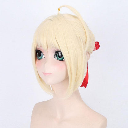 Anime FGO Fate Stay Night Arturia Pendragon Saber Blonde Grey Styled Updo 3 Colors Cosplay Wigs