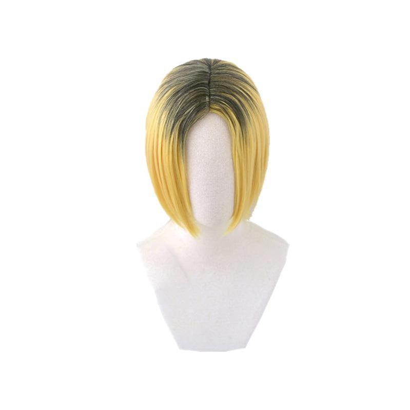 Anime Haikyuu Kozume Kenma Short Black Fade Blond Cosplay Wigs