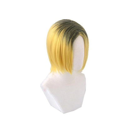 Anime Haikyuu Kozume Kenma Short Black Fade Blond Cosplay Wigs