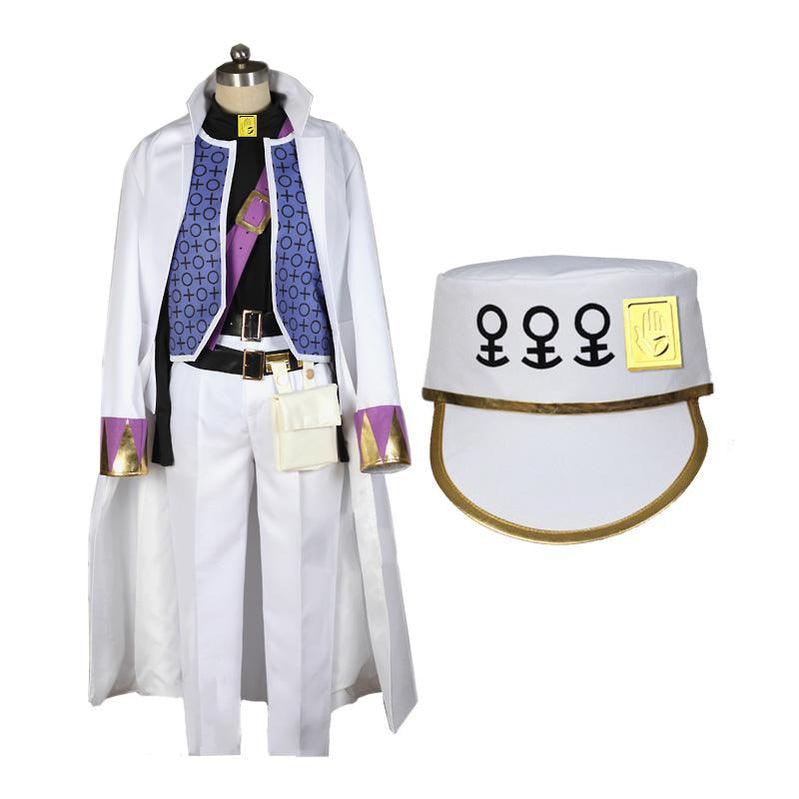 Anime JoJo's Bizarre Adventure Diamond is Unbreakable Kujo Jotaro Cosplay Costume with Hat