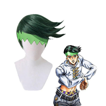 Anime JoJo's Bizarre Adventure Diamond is Unbreakable Rohan Kishibe Short Green Cosplay Wigs